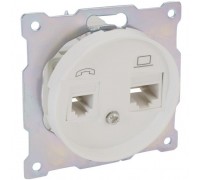 Розетка двойная телефон/компьютер RJ11/RJ45 категория 5e, цвет: Белый (арт. 1E20801300)