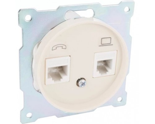 Розетка двойная телефон/компьютер RJ11/RJ45 категория 5e, цвет: Бежевый (арт. 1E20801301)