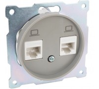 Розетка двойная телефон/компьютер RJ11/RJ45 категория 5e, цвет: Серый (арт. 1E20801302)
