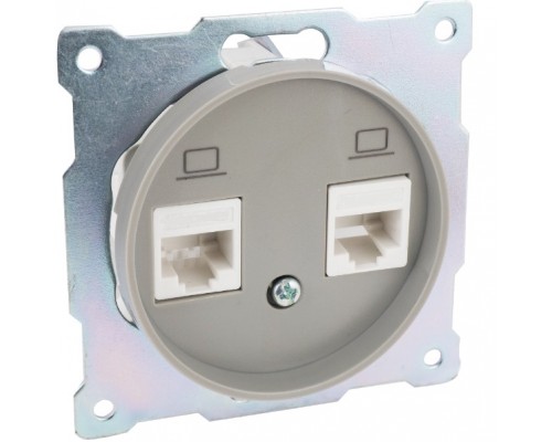 Розетка двойная телефон/компьютер RJ11/RJ45 категория 5e, цвет: Серый (арт. 1E20801302)