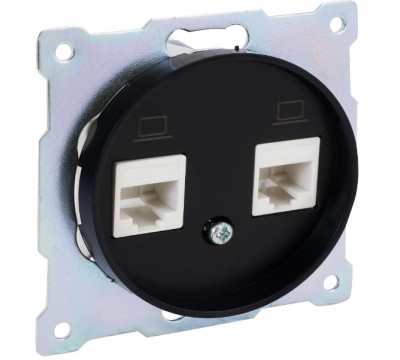 Розетка двойная телефон/компьютер RJ11/RJ45 категория 5e, цвет: Чёрный (арт. 1E20801303)