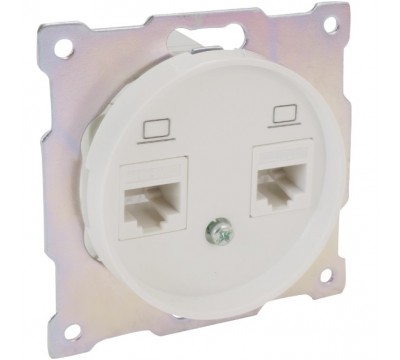 Розетка двойная компьютерная RJ45 категория 5e, цвет: Белый (арт. 1E20901300)