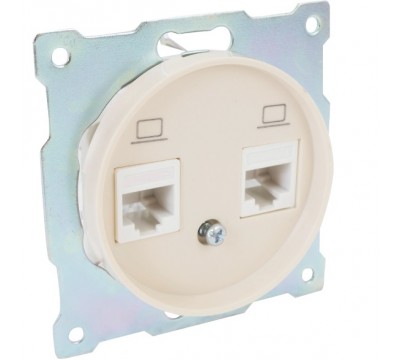 Розетка двойная компьютерная RJ45 категория 5e, цвет: Бежевый (арт. 1E20901301)