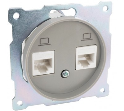 Розетка двойная компьютерная RJ45 категория 5e, цвет: Серый (арт. 1E20901302)