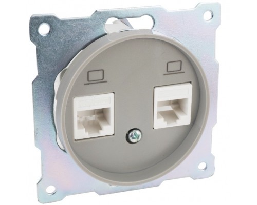 Розетка двойная компьютерная RJ45 категория 5e, цвет: Серый (арт. 1E20901302)