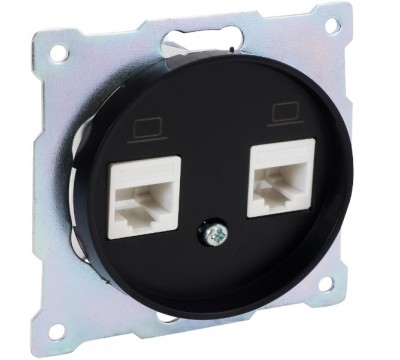 Розетка двойная компьютерная RJ45 категория 5e, цвет: Чёрный (арт. 1E20901303)