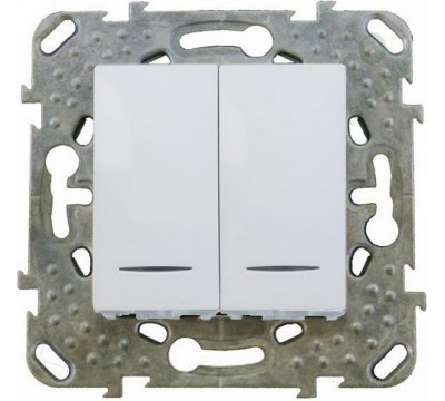 Выключатель Schneider Electric Unica двухклавишный, с индикацией, цвет белый (арт. MGU5.0101.18NZD)