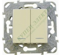Выключатель Schneider Electric Unica двухклавишный, с индикацией, цвет слоновая кость (арт. MGU5.0101.25NZD)