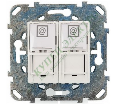 Розетка Schneider Electric Unica компьютерная двойная RJ45 кат. 5Е, с полем для надписи, цвет белый (арт. MGU5.2020.18ZD)