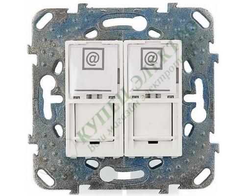 Розетка Schneider Electric Unica компьютерная двойная RJ45 кат. 5Е, с полем для надписи, цвет белый (арт. MGU5.2020.18ZD)