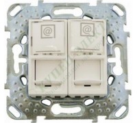 Розетка Schneider Electric Unica компьютерная двойная RJ45 кат. 5Е, с полем для надписи, цвет слоновая кость (арт. MGU5.2020.25ZD)