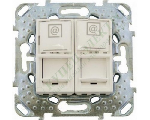 Розетка Schneider Electric Unica компьютерная двойная RJ45 кат. 5Е, с полем для надписи, цвет слоновая кость (арт. MGU5.2020.25ZD)