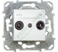 Розетка Schneider Electric Unica проходная R/TV/SAT, цвет белый (арт. MGU5.456.18ZD)