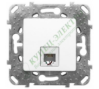 Розетка Schneider Electric Unica телефонная RJ11 (4 контакта), цвет белый (арт. MGU5.492.18ZD)