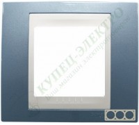 Рамка Schneider Electric Unica Хамелеон горизонтальная, 3 поста, цвет: голубой лёд/белый (арт. MGU6.006.854)
