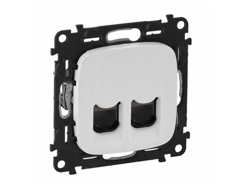 Valena ALLURE Информационная розетка двойная RJ45 Кат.6 UTP, с лицевой панелью. Цвет: Белый (арт. 753043+755425)