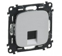 Valena ALLURE Информационная розетка одиночная RJ45 Кат.5е UTP, с лицевой панелью. Цвет: Алюминий (арт. 753070+755417)
