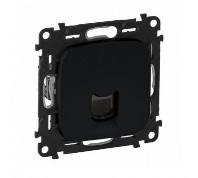 Valena ALLURE Информационная розетка одиночная RJ45 Кат.5е UTP, с лицевой панелью. Цвет: Антрацит (арт. 753070+755418)