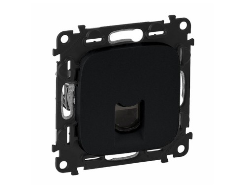 Valena ALLURE Информационная розетка одиночная RJ45 Кат.5е UTP, с лицевой панелью. Цвет: Антрацит (арт. 753070+755418)