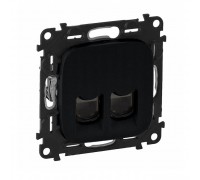 Valena ALLURE Информационная розетка двойная RJ45 Кат.6 UTP, с лицевой панелью. Цвет: Антрацит (арт. 753043+755428)