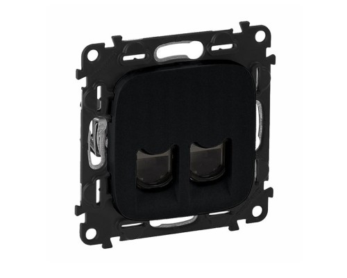 Valena ALLURE Информационная розетка двойная RJ45 Кат.6 UTP, с лицевой панелью. Цвет: Антрацит (арт. 753043+755428)