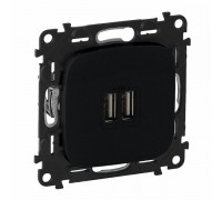 Valena ALLURE Зарядное устройство с двумя USB-разьемами 240В/5В 1500мА, с лицевой панелью. Цвет: Антрацит (арт. 754998)
