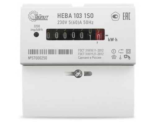 Счетчик НЕВА 103 1S0 1ф 5-60А 220В 1 класс точн. 1 тариф DIN-рейка Тайпит 6121129
