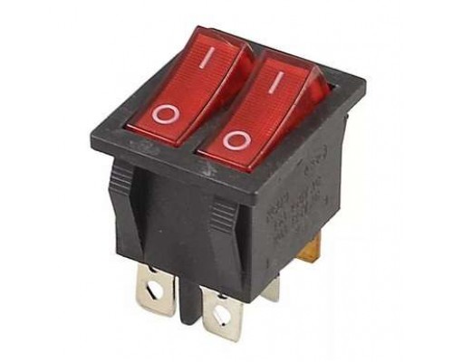 Выключатель клавишный 2-м 250В 15А (6с) ON-OFF красн. с подсветкой (RWB-511 SC-797) Rexant 36-2410