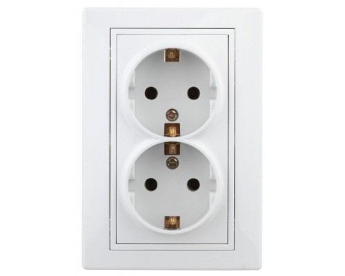 Розетка 2-м СП Plano 1-205-01 16А IP20 250В 2х2P+E Schuko бел. Intro Б0027615