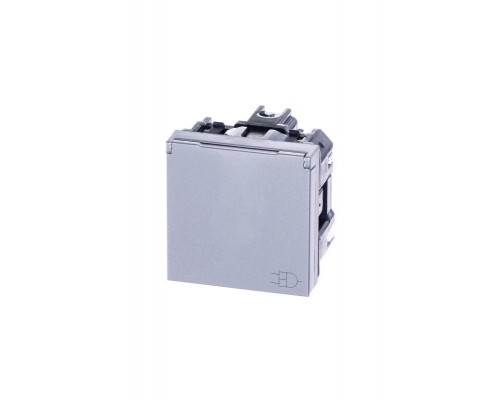 Механизм розетки 1-м СП 2мод. Zenit 16А IP21 250В с заземл. Schuko защ. шторки с крышкой серебр. ABB 2CLA228810N1301