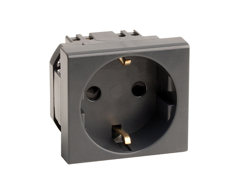 Розетка 1-м 2мод. Viva 16А IP20 2P+E защ. шторки черн. DKC 45205