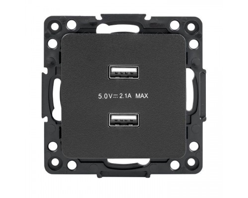 Механизм розетки USB 2-м Стокгольм 2.1А черн. PROxima EKF EZR16-028-10-2USB