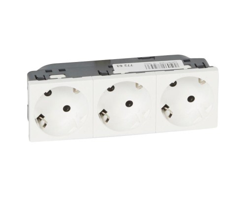 Механизм розетки 3-м СП 6мод. Mosaic 16А IP40 45град. 3х2P+E с заземл. бел. Leg 077253