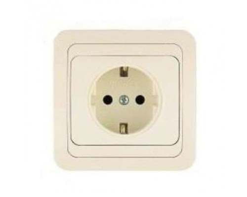 Розетка 1-м СП Mimoza 16А IP20 с заземл. крем./крем. Makel 25028