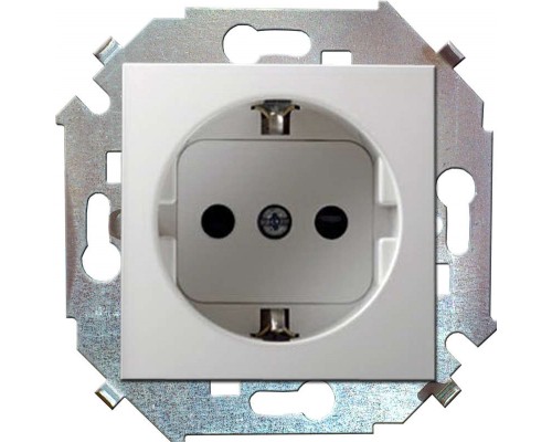 Механизм розетки 1-м СП Simon15 16А IP20 250В с заземл. Schuko защ. шторки винт. клеммы бел. Simon 1591443-030
