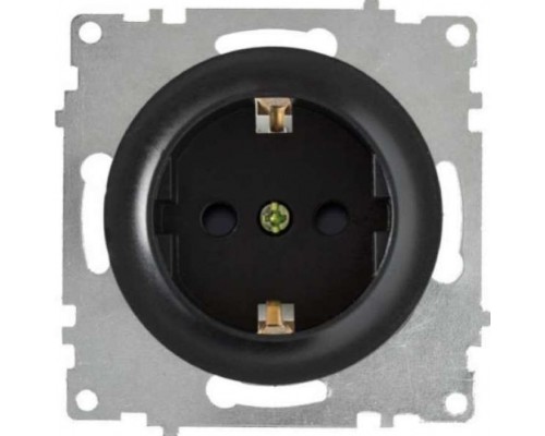 Механизм розетки 1-м СП Florence 16А IP20 с заземл. винт. контакты защ. шторки черн. 1E10101303 OneKeyElectro 2172810