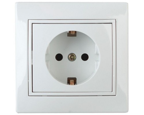 Розетка 1-м СП Plano 1-206-01 16А IP20 250В 2P+E Schuko защ. шторки бел. Intro Б0029845