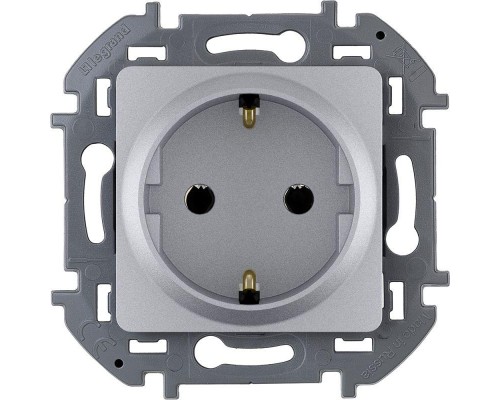 Механизм розетки 1-м СП Inspiria 16А IP20 2P+E немецк. стандарт алюм. Leg 673722