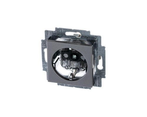 Розетка 1-м СП Levit 16А IP40 с заземл. защ. шторки сталь/дым. черн. ABB 2CHH203457A6069