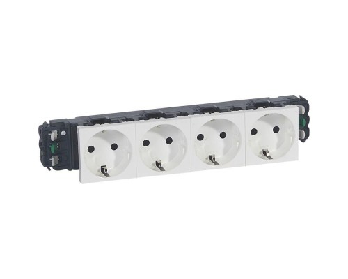 Механизм розетки 4-м СП 8мод. Mosaic 16А IP40 4х2P+N с заземл. безвинт. клеммы для кабель-канала DLP бел. Leg 077404