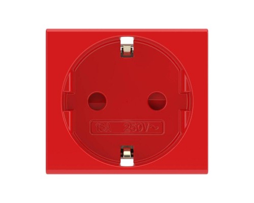 Розетка 1-м СП 2мод. Viva 16А IP20 2Р+Е с заземл. защ. шторки красн. DKC 45015