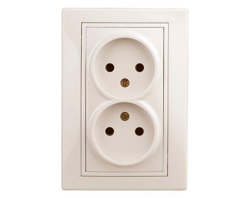 Розетка 2-м СП Plano 1-204-02 16А IP20 250В 2х2P сл. кость Intro Б0027614