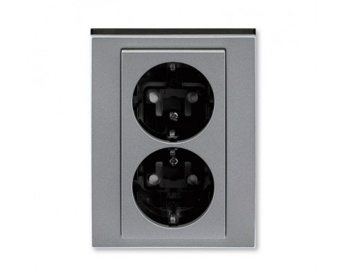 Розетка 2-м СП Levit 16А IP40 с заземл. защ. шторки сталь/дым. черн. ABB 2CHH223457C6069