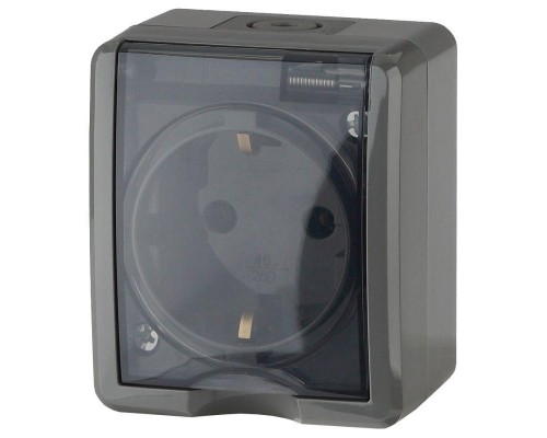 Розетка 1-м ОП Эра Эксперт 11-2402-03 16А IP54 16AX 250В 2P+E защ. шторки сер. Эра Б0020715