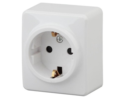 Розетка 1-м ОП Эра Эксперт 11А-2204-01 16А IP20 250В 2P+E Schuko защ. шторки Al+Cu бел. Эра Б0038818