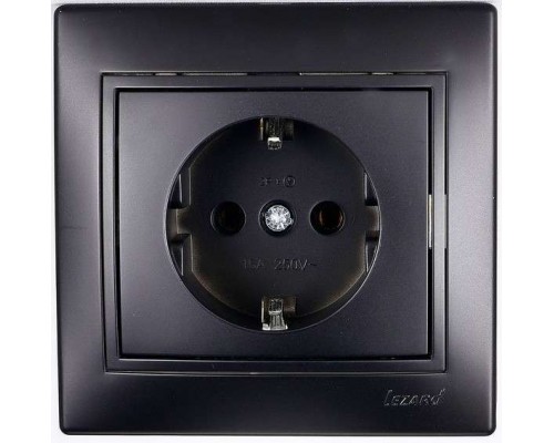 Розетка 1-м СП Мира керам. с заземл.черн. бархат LEZARD 701-4242-122
