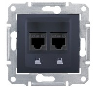 Розетка компьютерная (RJ45) двойная, 5e, неэкранированная UTP, цвет графит (арт.SDN4400170)