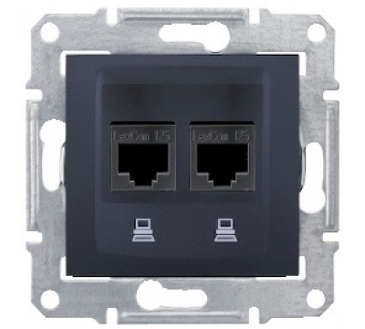 Розетка компьютерная (RJ45) двойная, 5e, неэкранированная UTP, цвет графит (арт.SDN4400170)