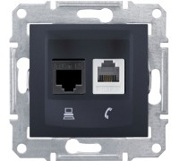 Розетка телефонная + компьютерная (RJ11 + RJ45) 5e, неэкранированная UTP, цвет графит (арт.SDN5100170)