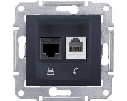 Розетка телефонная + компьютерная (RJ11 + RJ45) 5e, неэкранированная UTP, цвет графит (арт.SDN5100170)